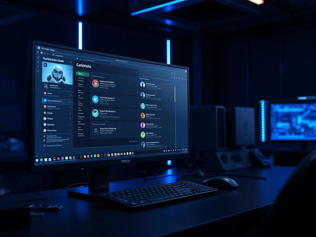 GPU-powered AI workstation running a local language model in a dark tech lab
